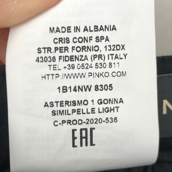 Pinko Skirt Black Asterismo 1 Similpelle Light Women's Midi Side Zip US Size 1 - Picture 15 of 16